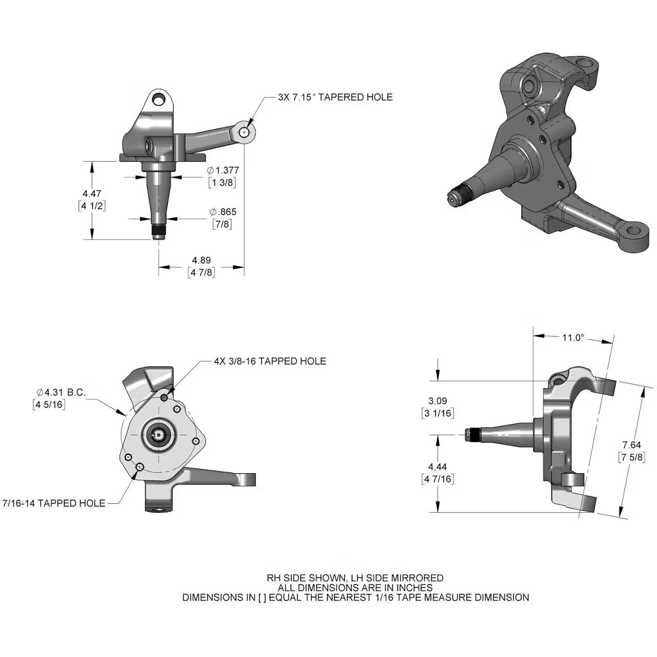 Mustang II IFS, Tube Arms, 500 Rated Coilovers, Manual Rack,4-1/2 - Image 3