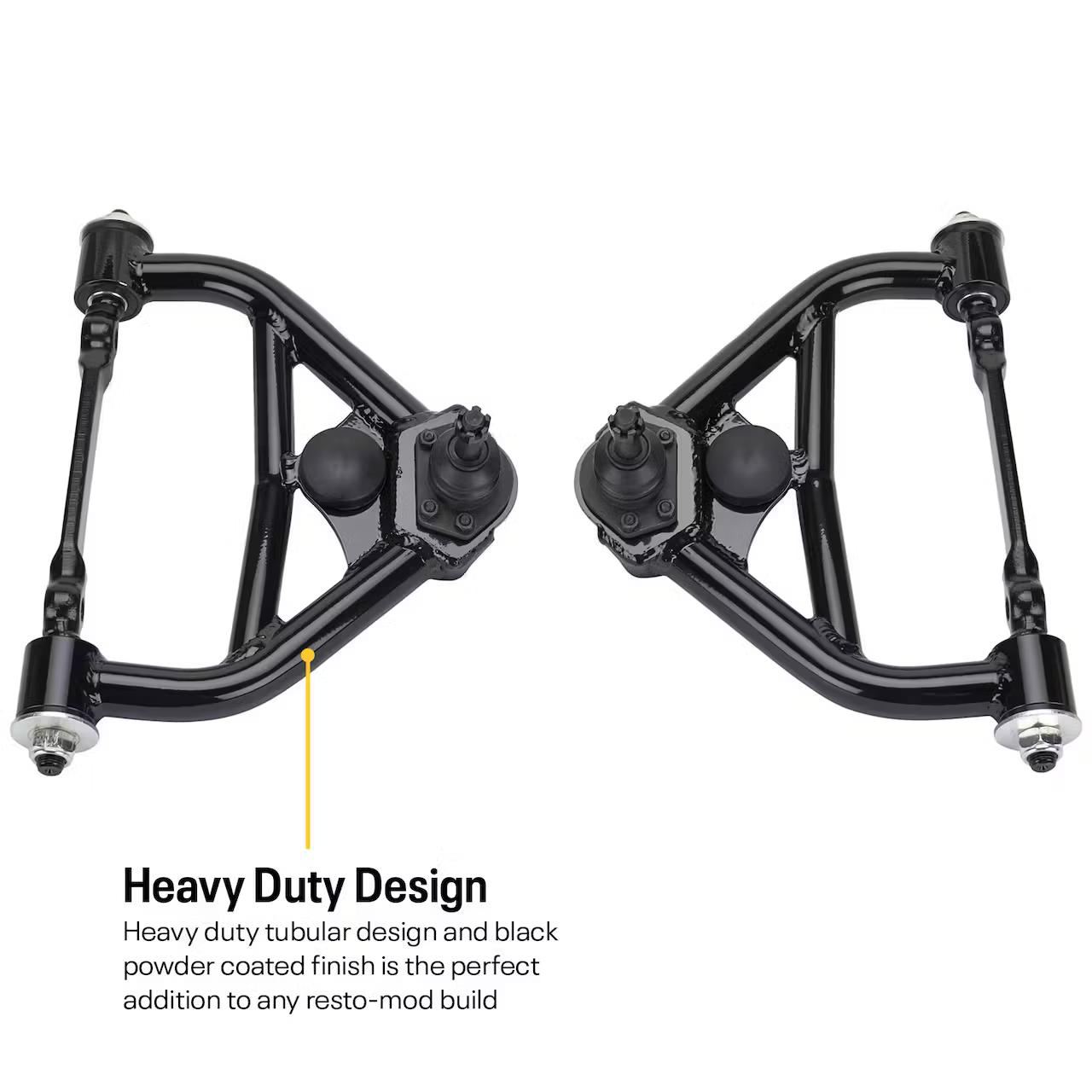 1970-81 Camaro Upper and Lower Tubular Control Arms, Black, Set - Image 2