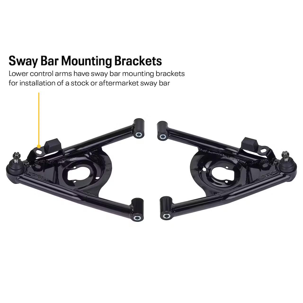 1970-81 Camaro Upper and Lower Tubular Control Arms, Black, Set - Image 4