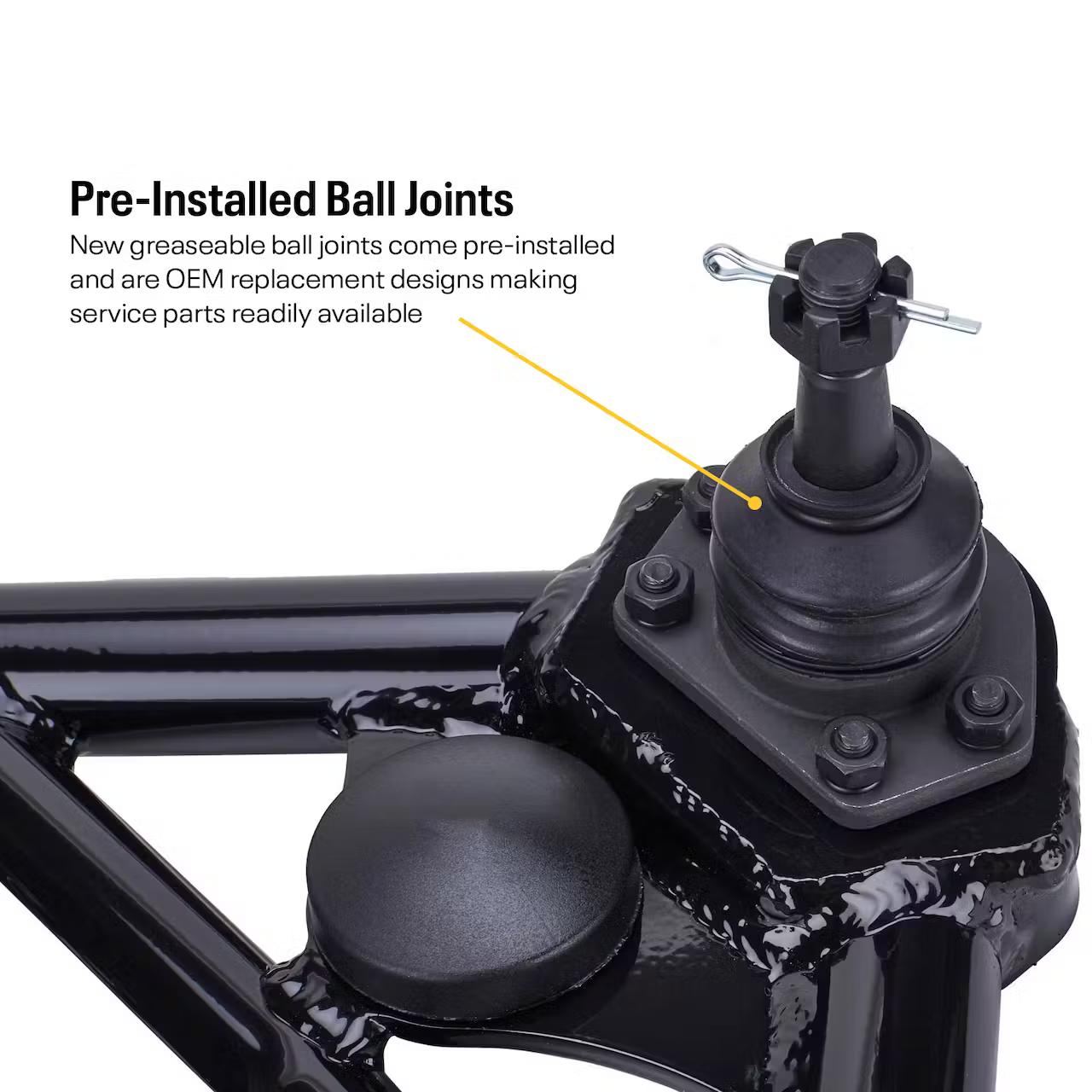 1970-81 Camaro Upper and Lower Tubular Control Arms, Black, Set - Image 6