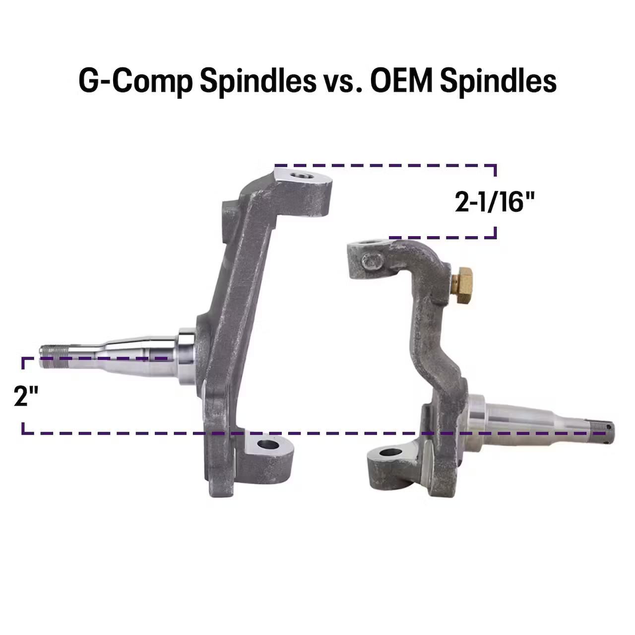 G-Comp 2 Inch Drop Performance Spindles for GM A/F/X-Body Muscle Cars - Image 7