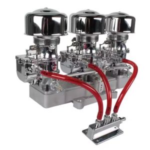Three Chrome 9 Super 7 Carbs to 4-Bbl Intake Manifold Adapter Kit