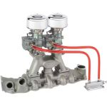 Chrome 9 Super 7 2x2 Carb/Meyer Intake Kit, 1949-53 Flathead